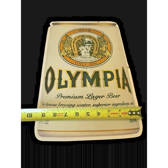 Olympia Beer Can Cardboard Store Sign USA Large Vintage 9.5" x 16" Breweriana - Picture 4 of 5